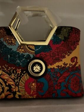 & Other Stories Multicolor Floral Mini Top-Handle Bag with Gold Hex Handle